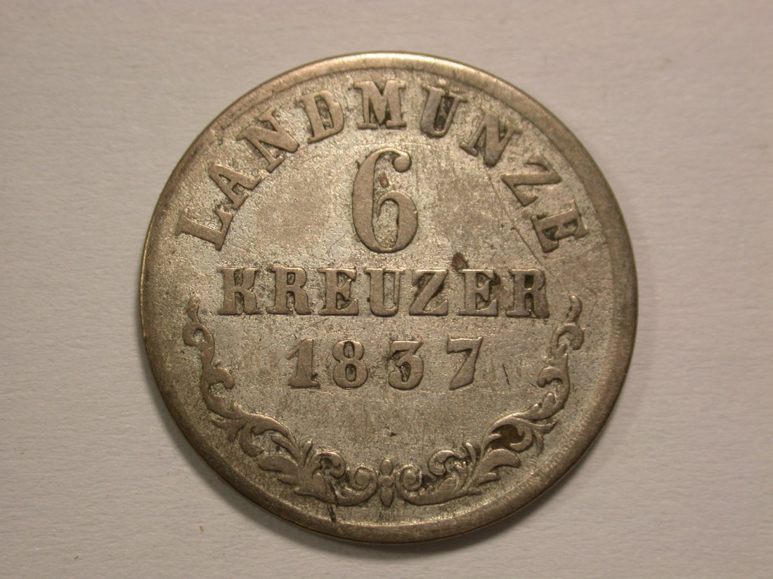  15101 Sachsen Meiningen  6 Kreuzer 1837 in sehr schön  Orginalbilder   