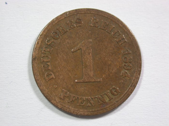  15103 KR 1 Pfennig 1894 A in ss, Rdf. Orginalbilder   