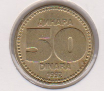  Jugoslawien 50 Dinara 1992 N-Me Schön Nr.148   