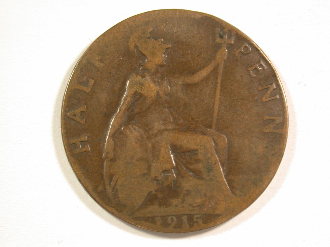  15001 Großbritannien 1/2 Penny 1915 in s-ss, l.gewellt  Orginalbilder   