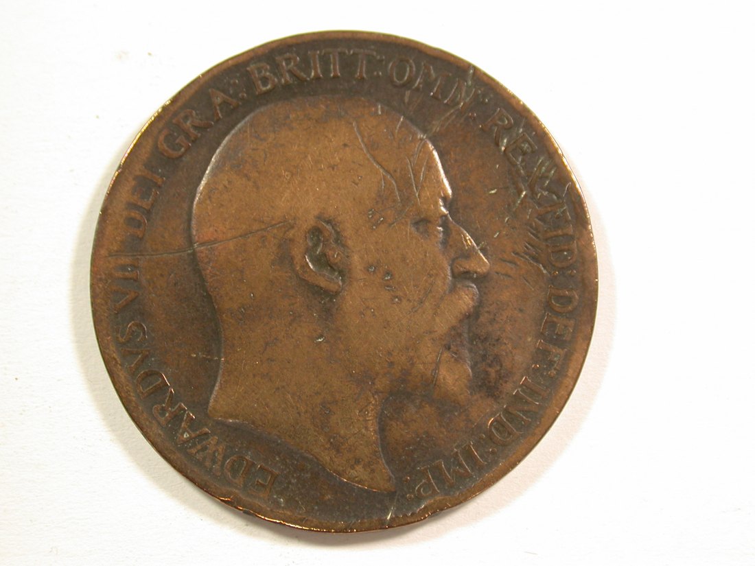  15002 Grossbritannien  1 Penny 1910 in schön, geputzt Orginalbilder   