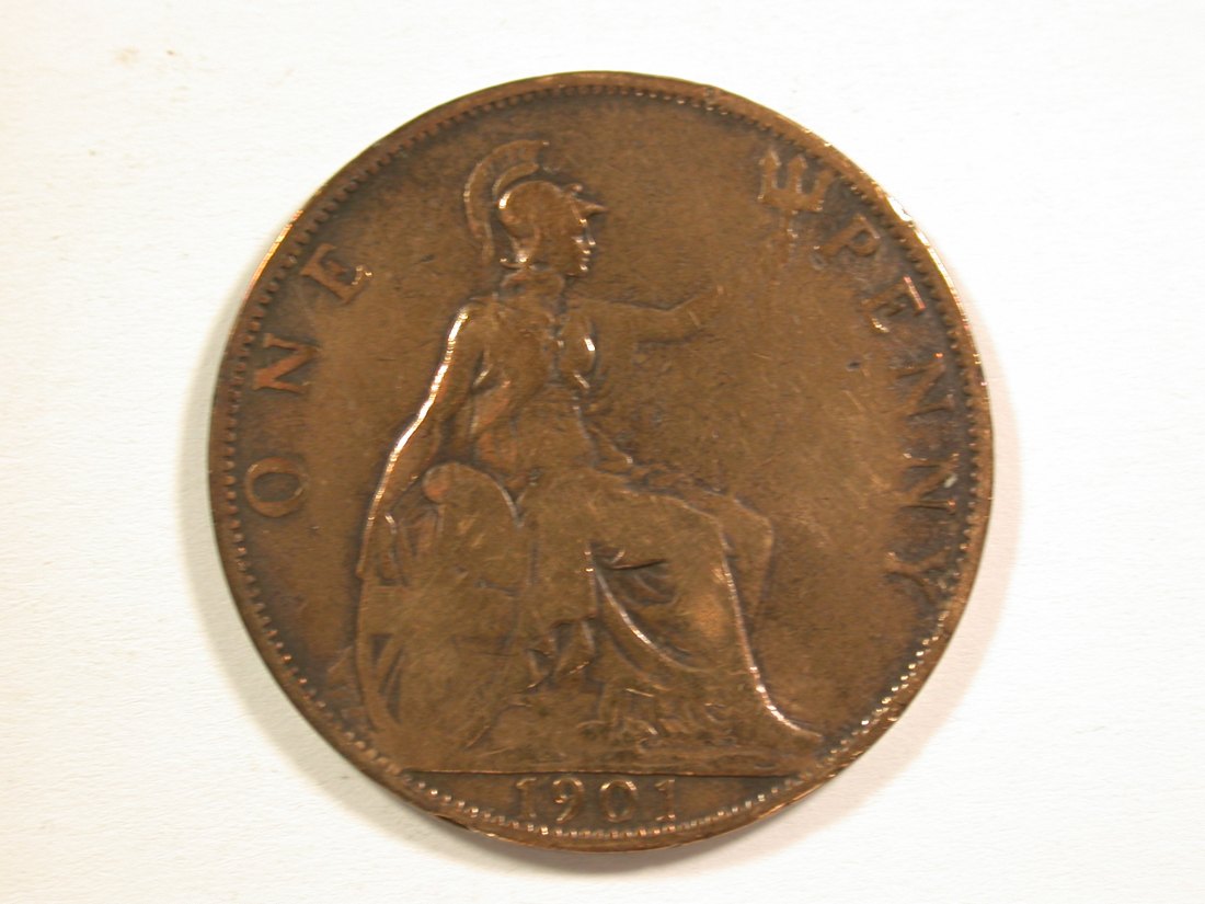  15002 Grossbritannien  1 Penny 1901 in schön+, geputzt Orginalbilder   