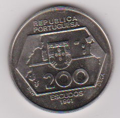 Portugal 200 Escudos K-N 1991 Portugiesische Entdeckungsreisen Schön Nr.124 KM.659(M 4 )   