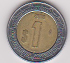 Mexiko 1 Peso 2006 C/Al-N-Bro Staatswappen,Rs.Wertangabe Schön Nr.177   