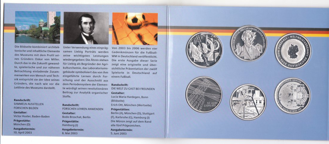  BRD Silbergedenkmünzen 2003 im Blister   
