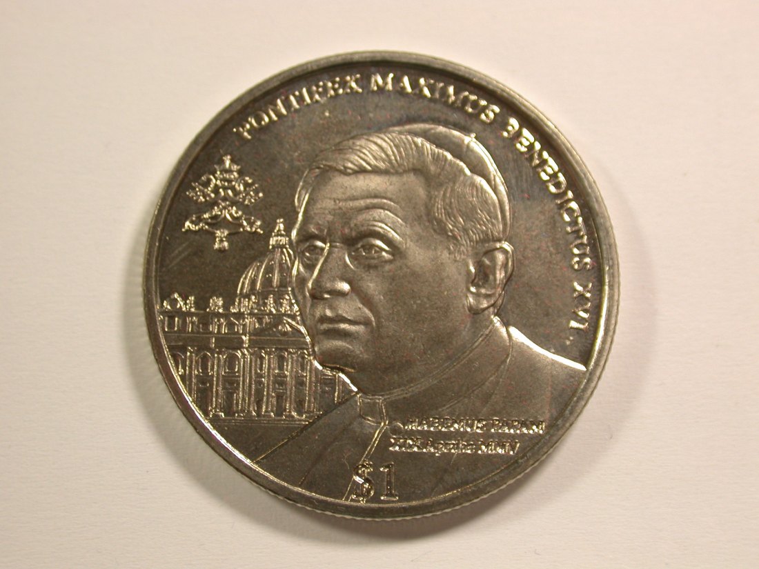  15109 Papst Benedikt Sierra Leone 1 Dollar 2005 in ST Orginalbilder   