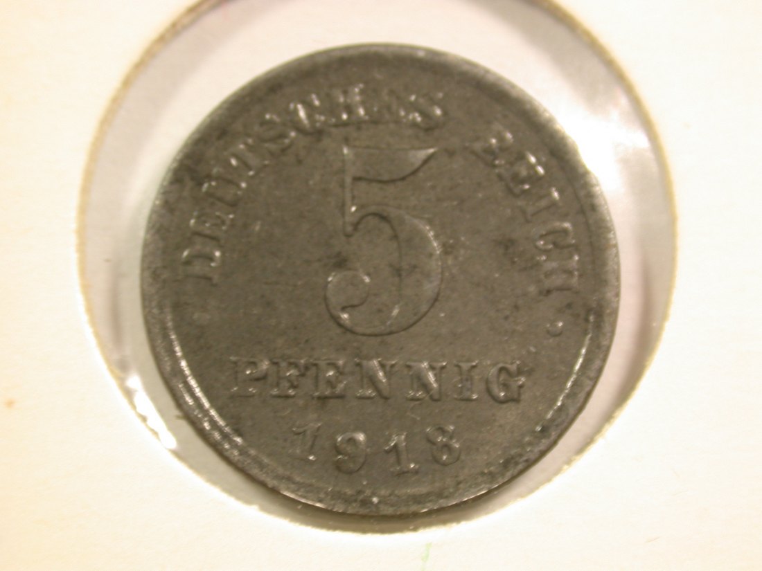  15110 KR, Ersatzmünzen 5 Pfennig Eisen 1918 J ST zap.  Orginalbilder   