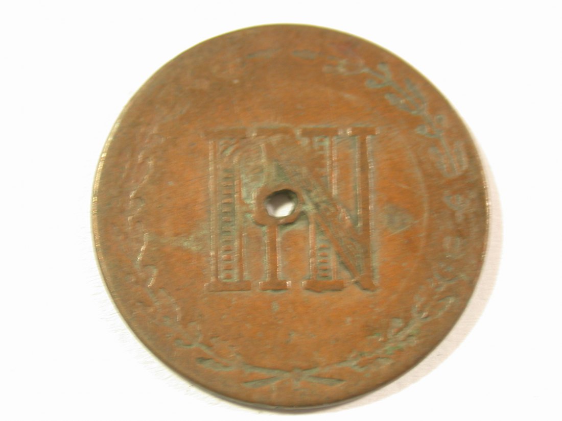  15007 Westfalen Napoleon 2 Cent 1809, ss, gelocht Orginalbilder   
