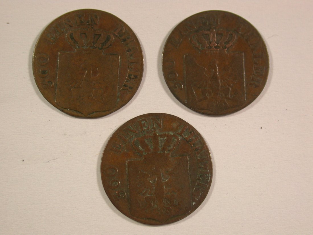  15007 Preussen 3x Pfennig  1832,1833 u. 1834 Orginalbilder   
