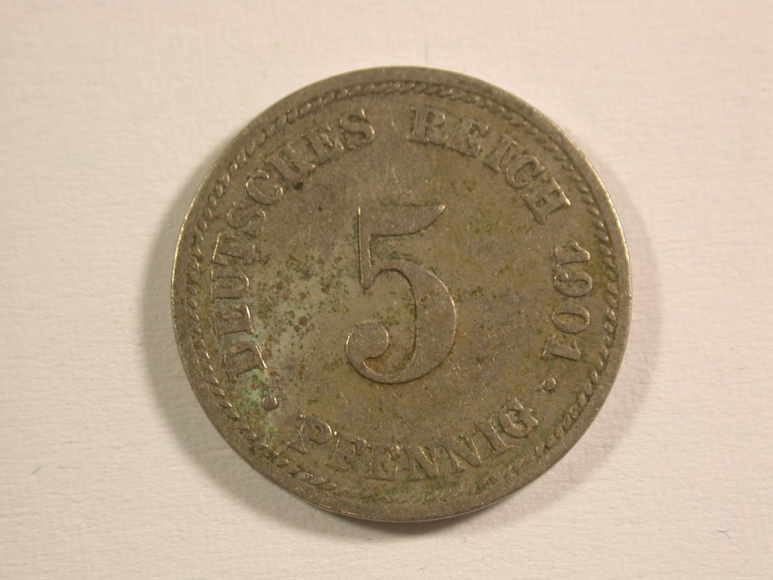  15112 KR  5 Pfennig 1901 D in f.ss  Orginalbilder   