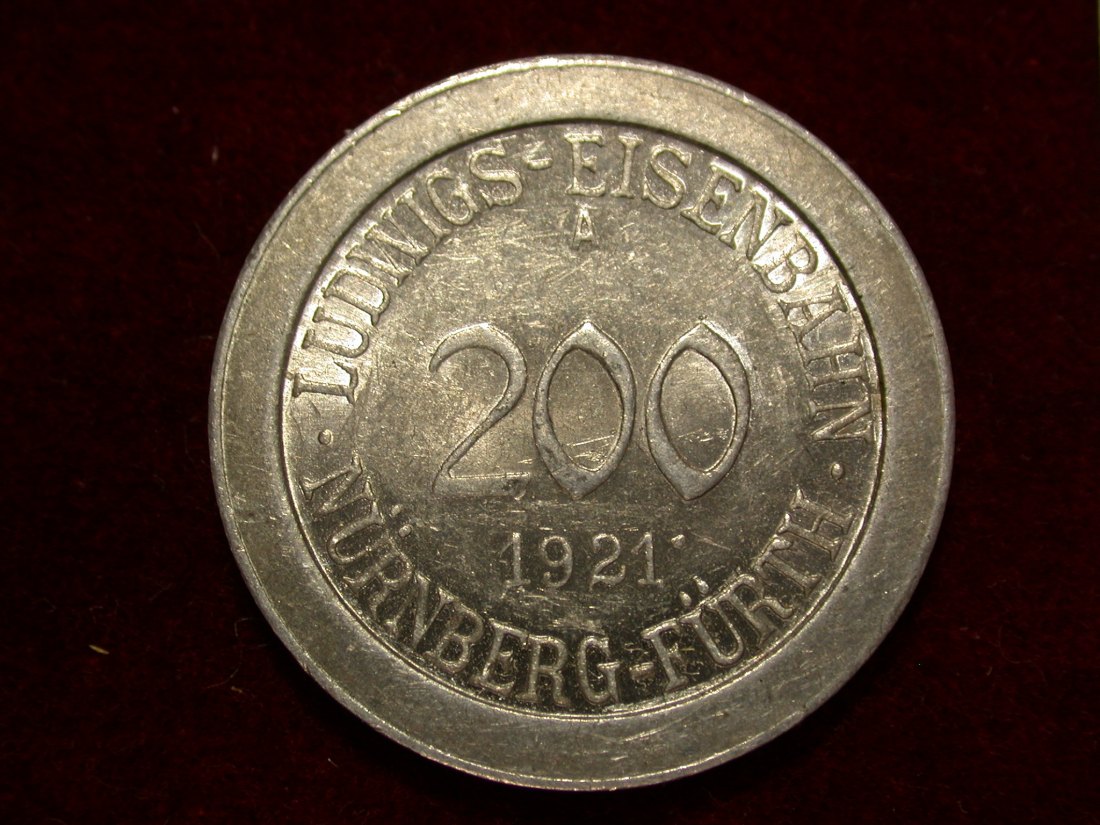  A004 200 Mark 1921 Nürnberg Ludwigseisenbahn in vz-st Orginalbilder   
