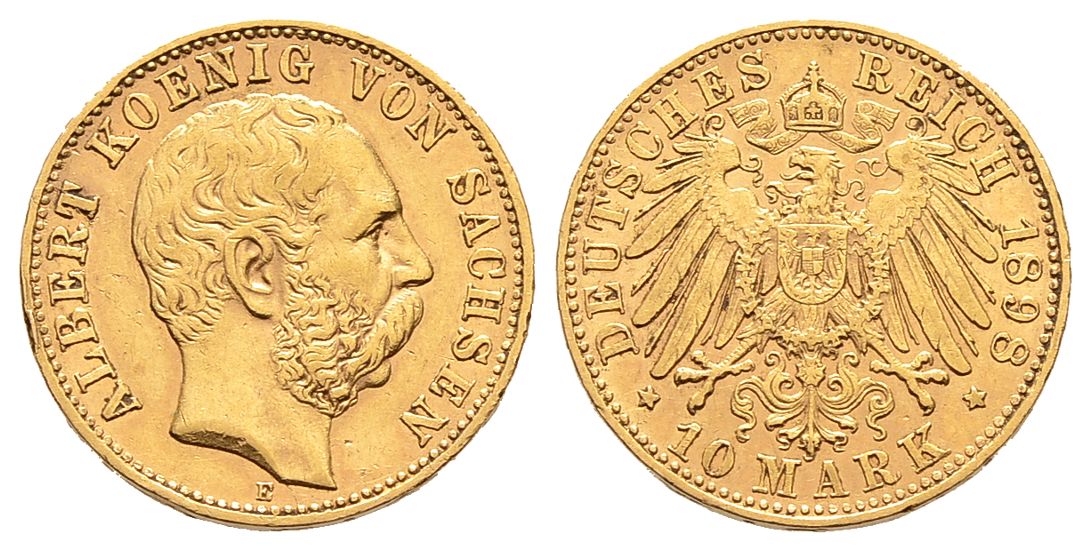 PEUS 5811 Sachsen - Kaiserreich 3,58 g Feingold. Albert (1873 - 1902) 10 Mark GOLD 1898 E Sehr schön