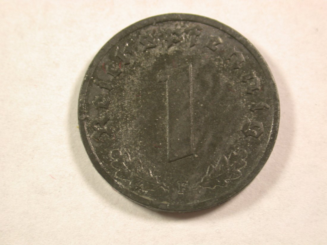  A006 Alliierte Besatzung  1 Pfennig 1945 F in vz, zaponiert Orginalbilder   