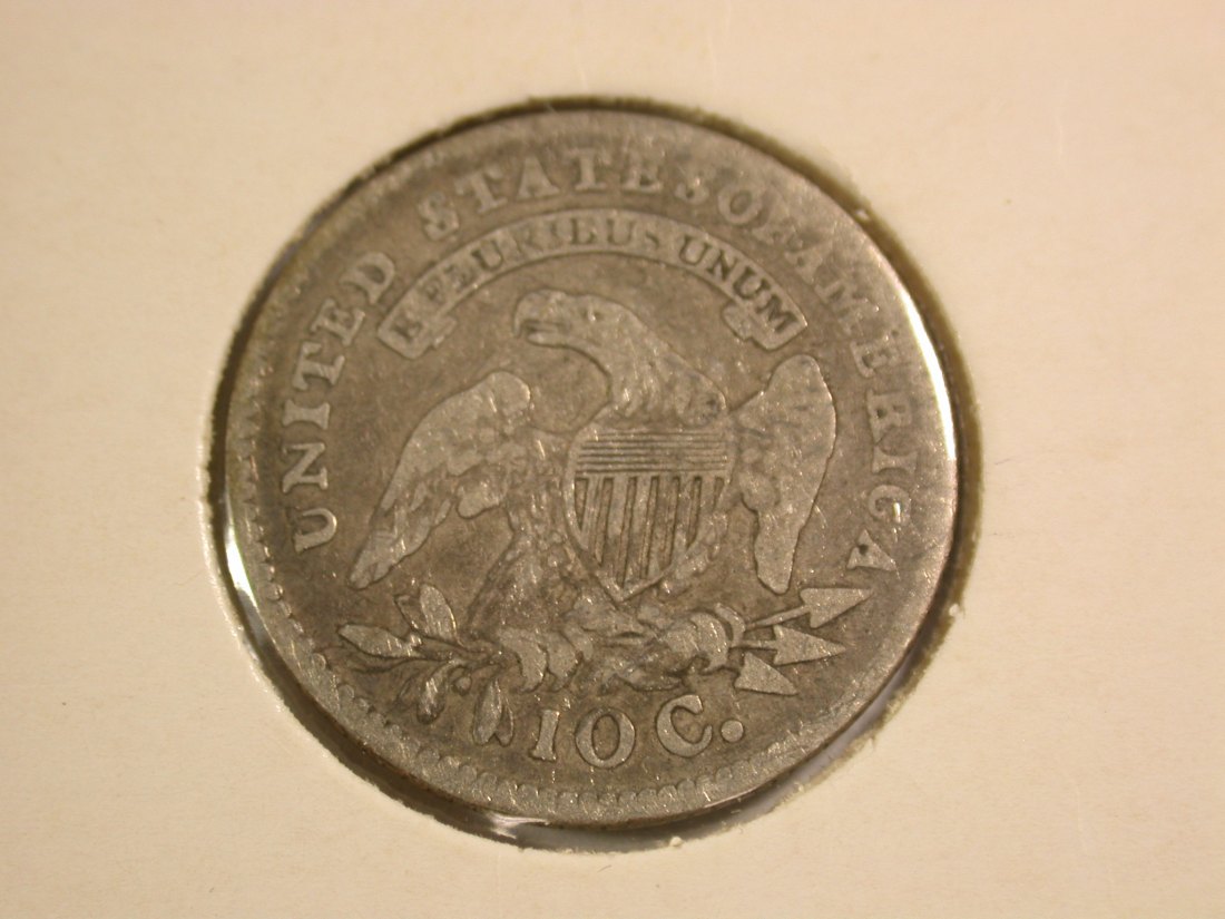  A103 USA  Dime 10 Cent Capped Bast 1814 in fast ss (near VF) Orginalbilder   