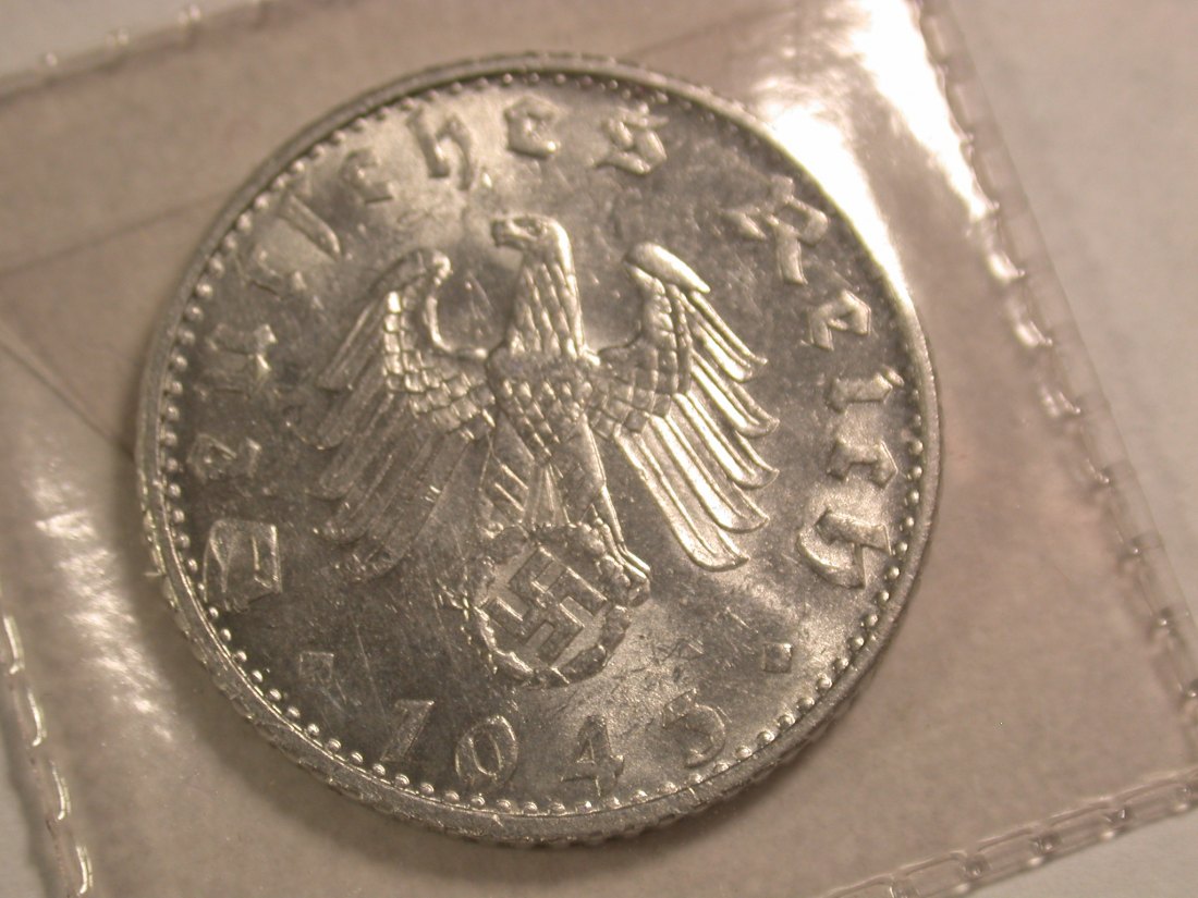  A103 3.Reich  50 Pfennig 1943 B (Wien) in vz-st/f.st  Orginalbilder   
