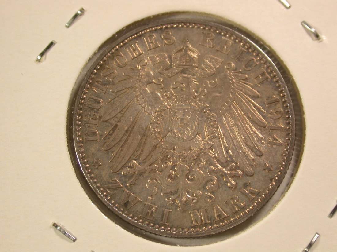  A104 KR Sachsen  2 Mark 1914 in f.st  Orginalbilder   