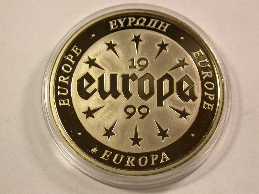  A107 Medaille  Europa 1999 in PP 40mm/31,5 Gramm Flagge Karte Orginalbilder   
