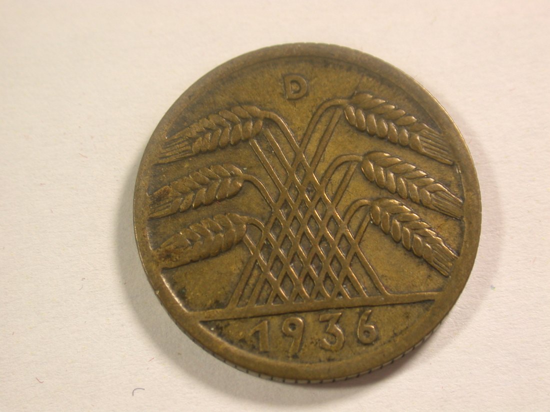  13416 Weimar  10 Reichspfennig 1936 D in ss+  Orginalbilder   