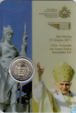  2 Euro San Marino 2011, Papstbesuch, Benedikt in San Marino, Offizell, Orginal   