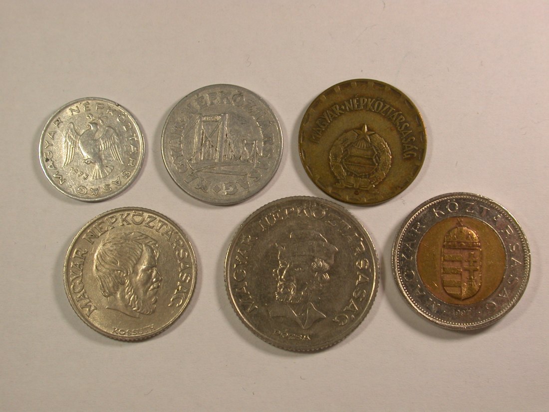  Lots -25-  Ungarn 6 Münzen 1970-1997 Orginalbilder   