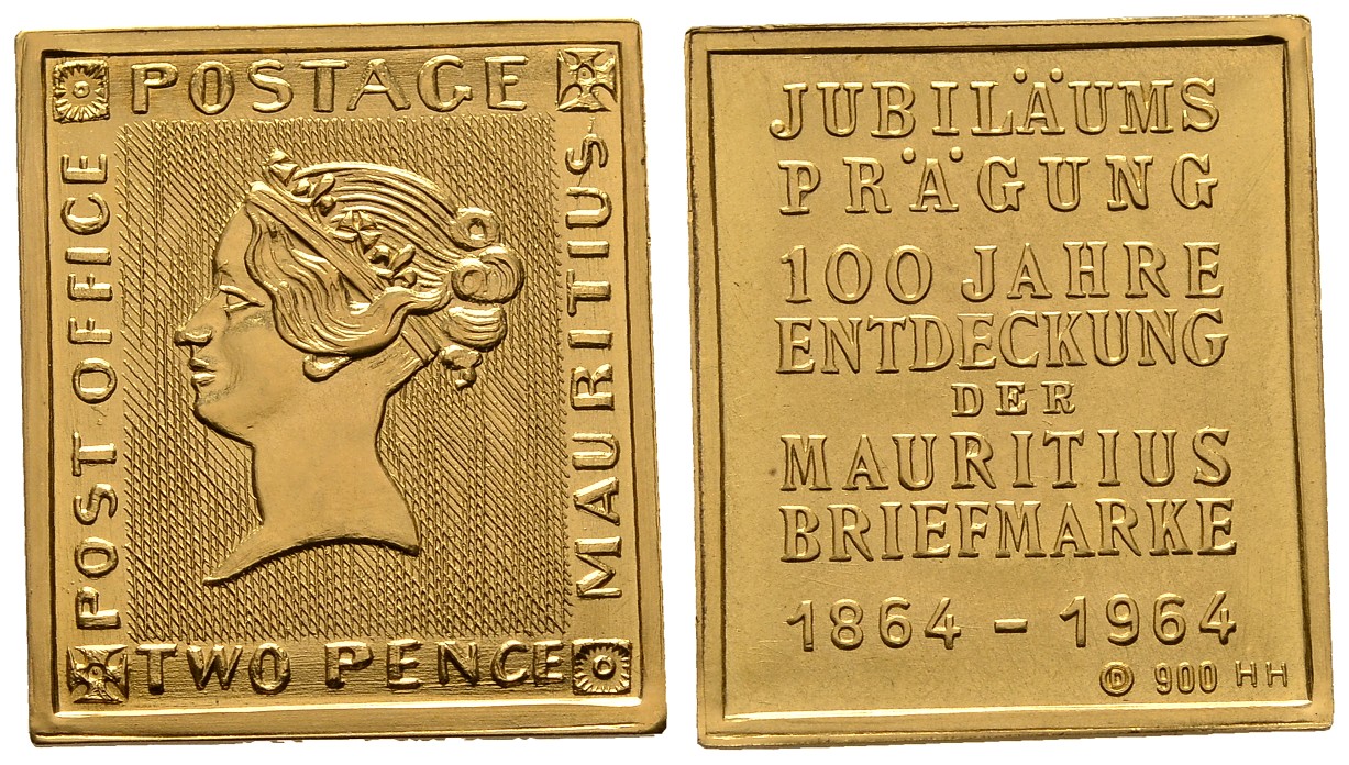 PEUS 7213 BRD 6,3 g Feingold. Jubiläumsprägung Briefmarkenprägung Blaue Mauritius GOL o.J. Stempelglanz