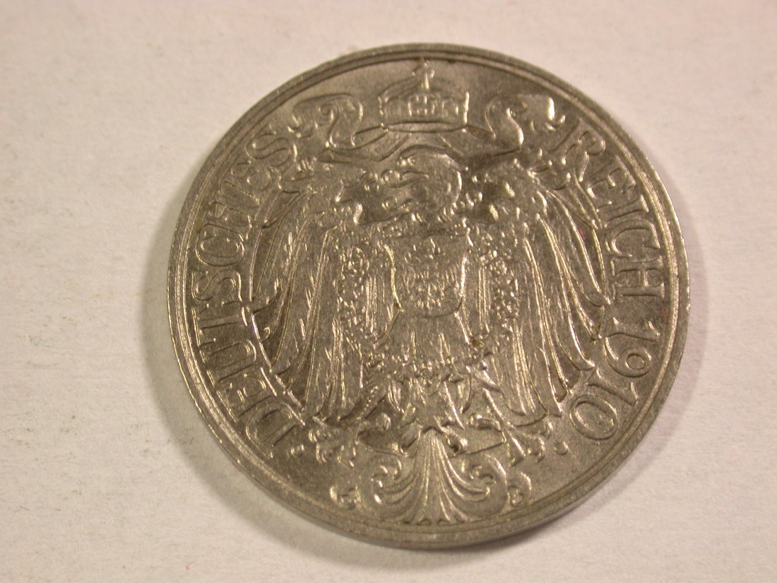 A205 KR  25 Pfennig 1910 J in f.vz   Orginalbilder   