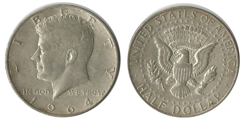  USA  Kennedy Half Dollar   1964  FM-Frankfurt Feingewicht: 11,25g Silber  sehr schön   