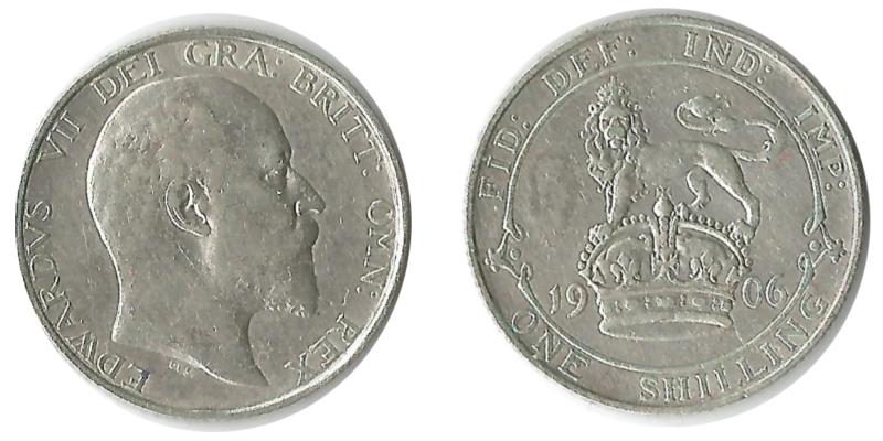  Grossbritannien  1 Schilling  1906 FM-Frankfurt  Feingewicht:  5,23g Silber sehr schön   