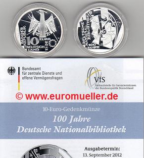 Deutschland 10 Euro 2012...Nationalbibliothek...PP   