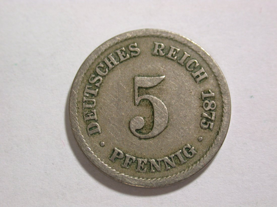  B06 KR  5 Pfennig 1875 B in s-ss  Originalbilder   