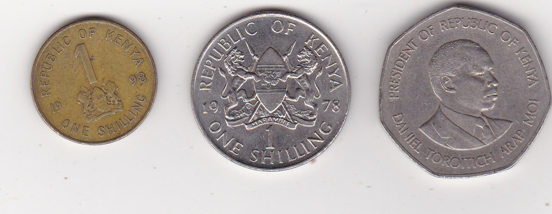  Kenia, 3 verschiedene Kursmünzen   