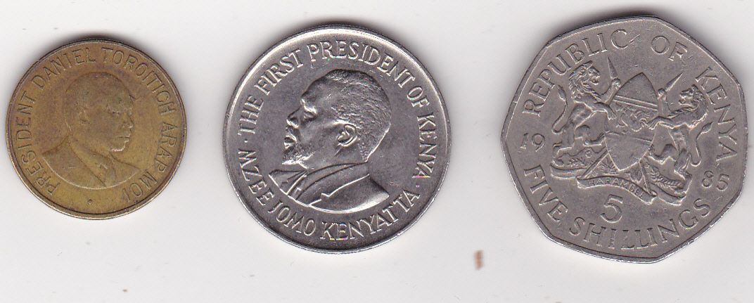  Kenia, 3 verschiedene Kursmünzen   