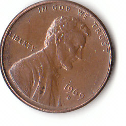 USA (C096)b. 1 Cent 1969 D siehe scan