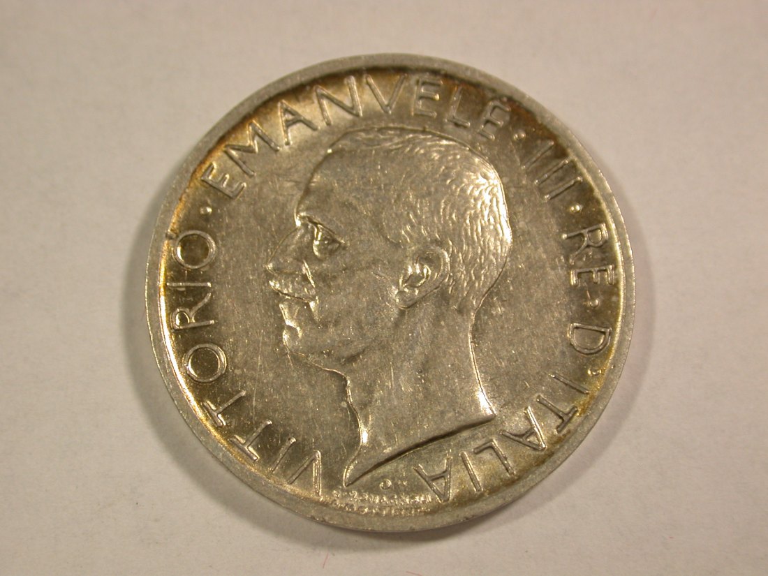  B08 Italien 5 Lire 1927 in vz-st  Silber  Originalbilder   