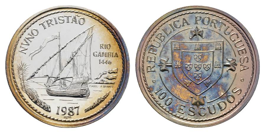  Schifffahrtsmünze; Portugal 100 Escudo 1987; AG, 16,65 g, Ø 34 mm   