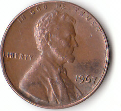 USA (C133)b. 1 Cent 1967 o. Mz. siehe scan