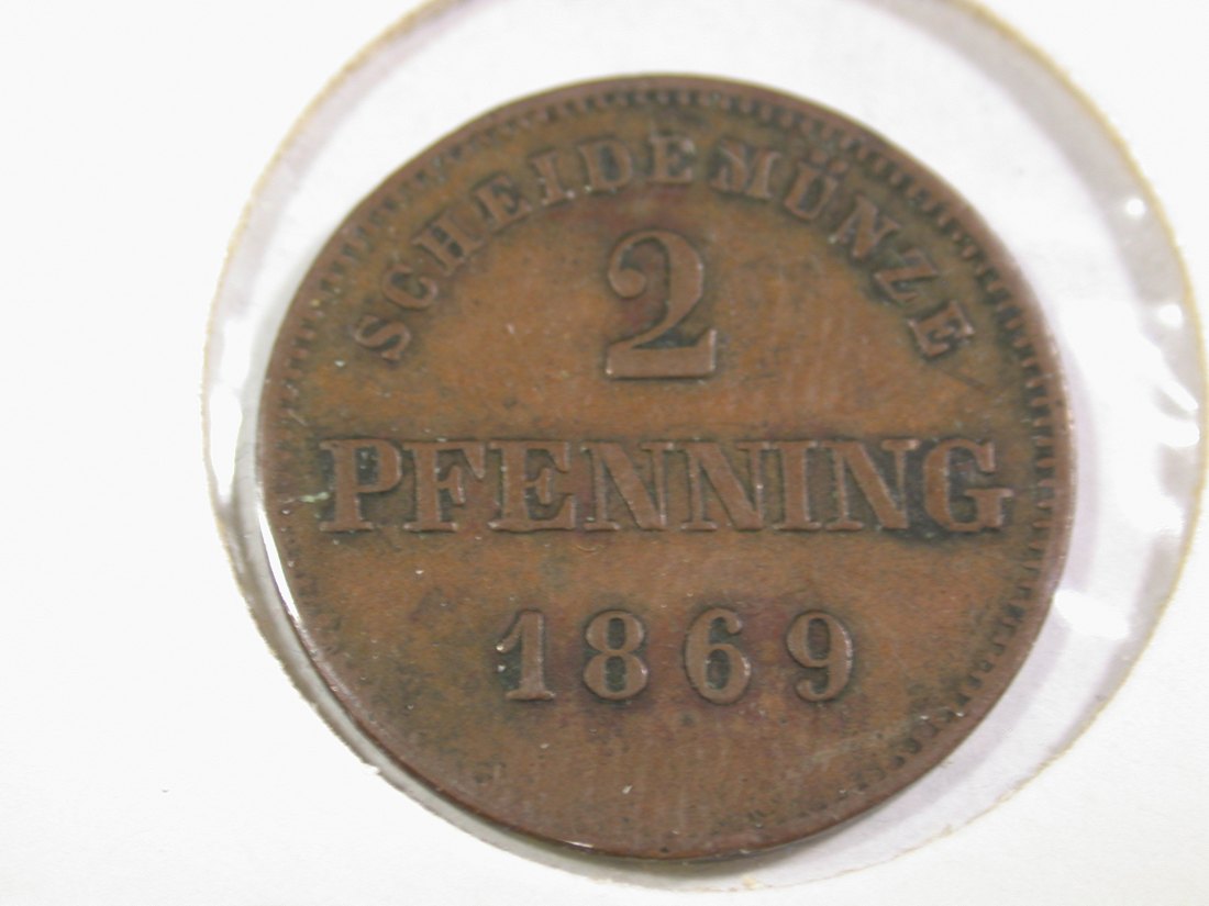  B41 Bayern 2 Pfennig 1869 in ss+  Originalbilder   