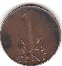 Niederlande (C154)b. 1 Cent 1948 siehe scan