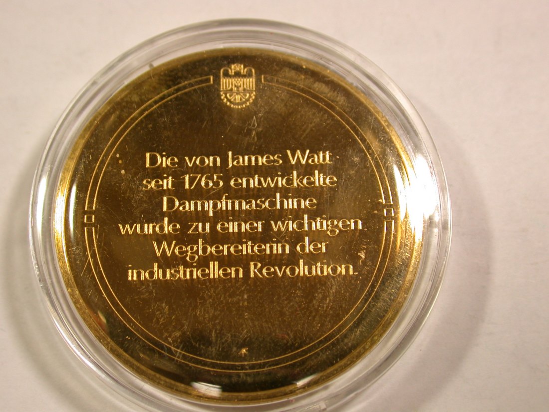  B09 Medaille Dampfmaschine  Silber mit Hartvergoldung sehr dekorativ Originalbilder   