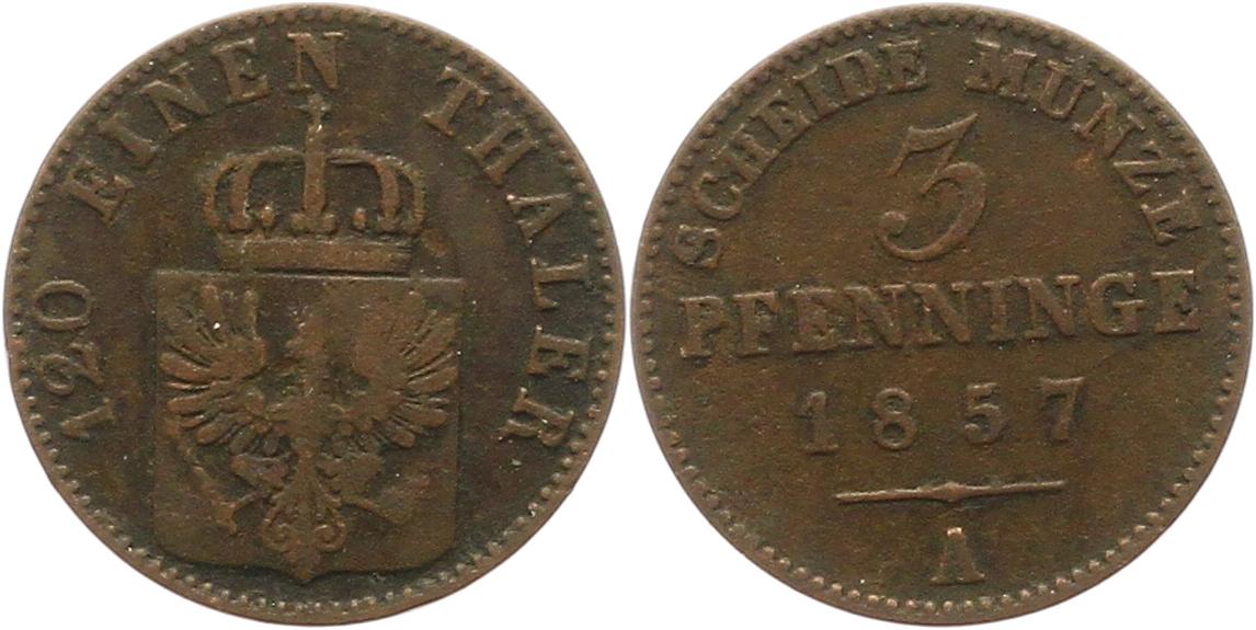  7457 Preußen 3  Pfennig 1857 A   