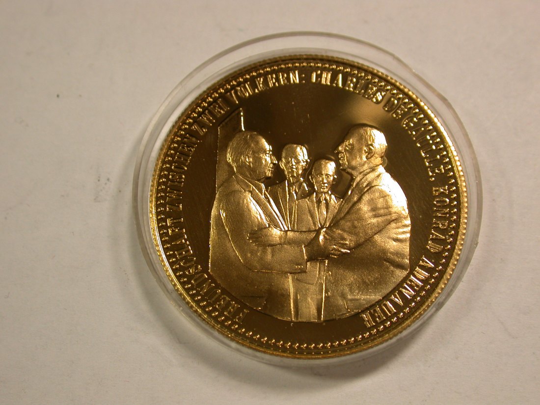  B10 Medaille Deutsch Französische Freunschaft 1988  40mm Hartvergoldet  Originalbilder   