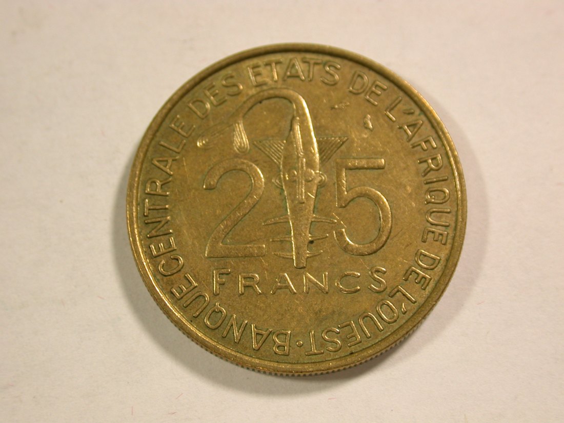  B12 Westafrika Frankreich 25 Francs 1970 in vz-st/f.st  Originalbilder   