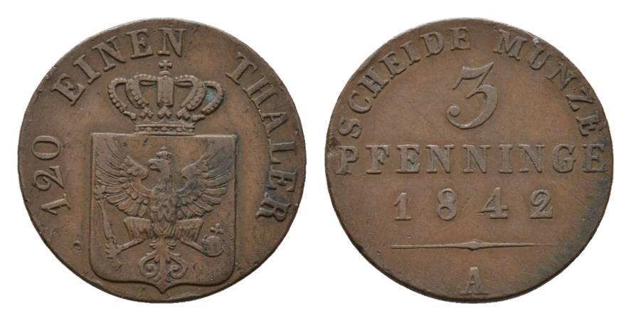  Brandenburg-Preußen, 3 Pfennig 1842 A   