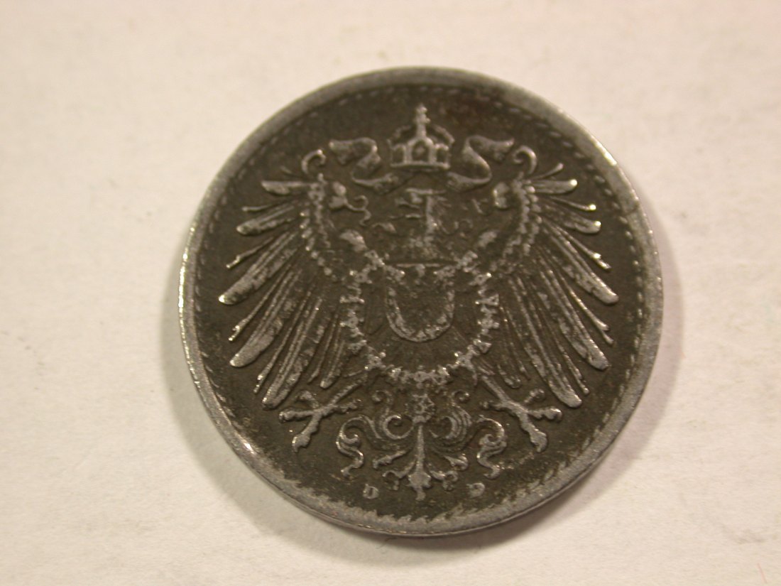  B43 Kaiserreich 5 Pfennig Eisen 1921 D in ss+  Originalbilder   