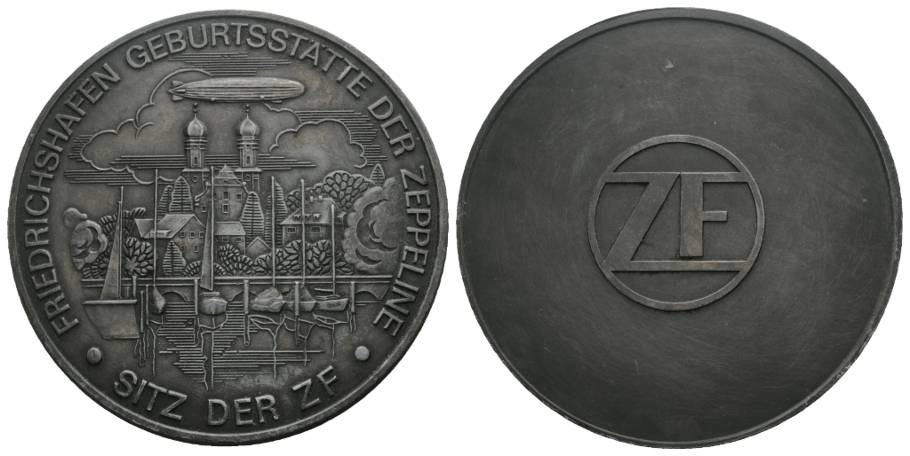  Friedrichshafen Geburtsstätte der Zeppeline, Bronzemedaille o.J.; Ø 82 mm, 138,87 g   