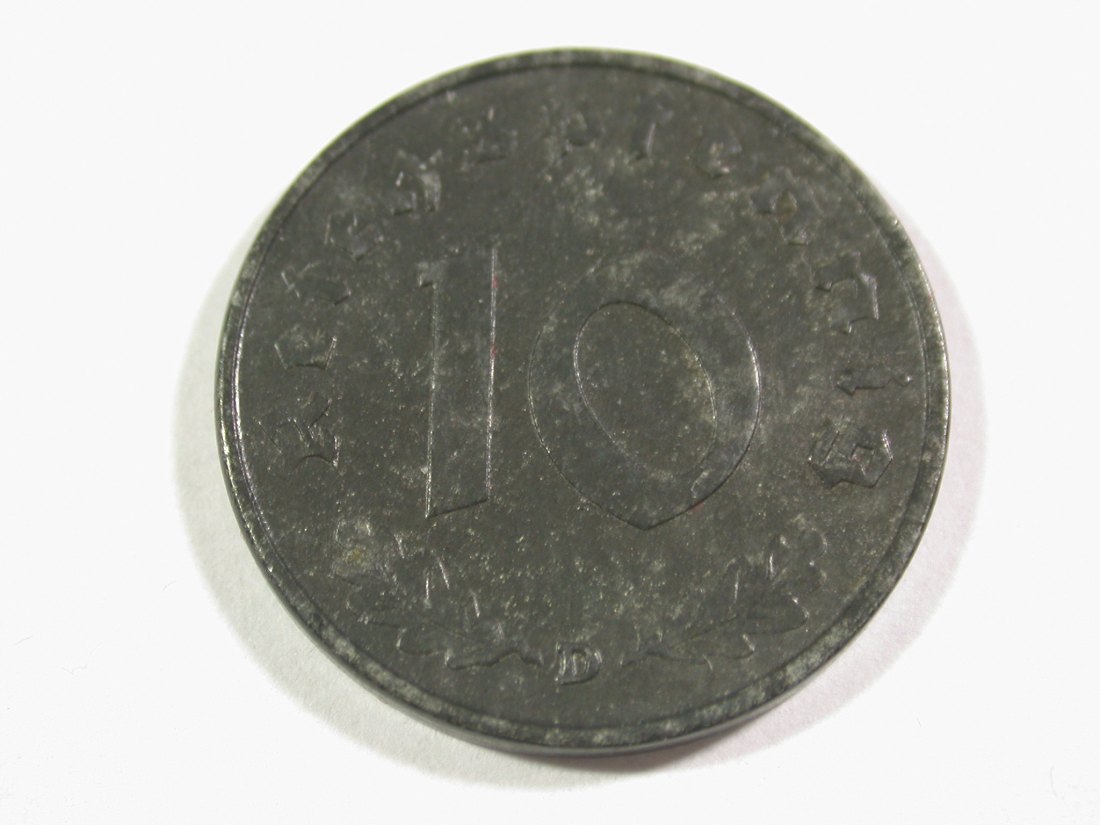  B15 3.Reich  10 Pfennig 1943 D in fast vz  Originalbilder   