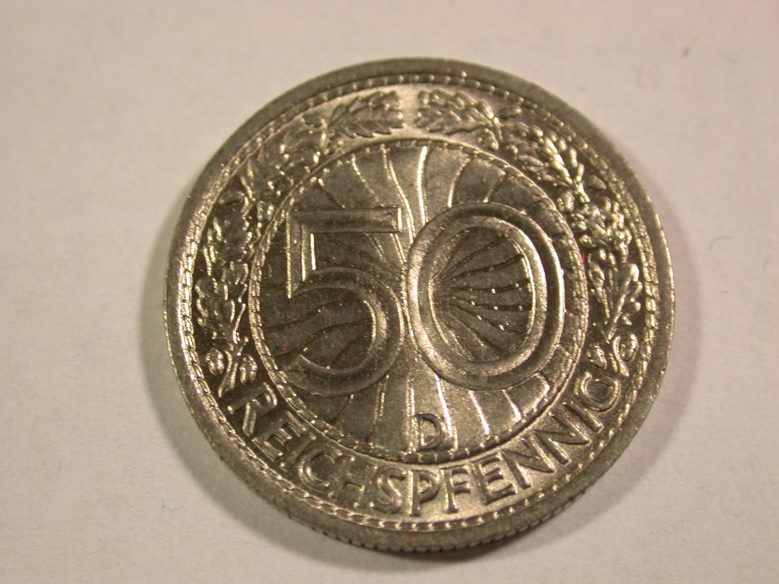 B15 Weimar  50 Pfennig Nickel  1936 D in f.ST !! Druckstelle  Originalbilder   