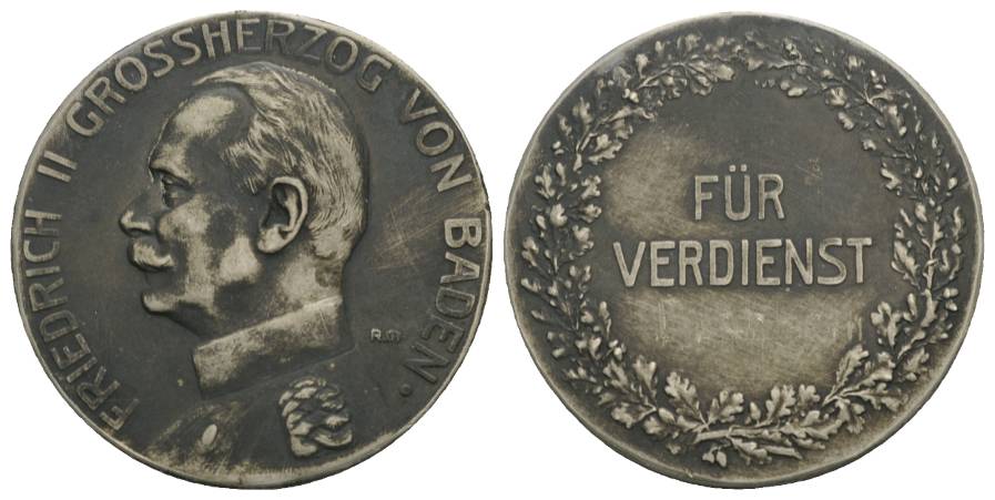  Bronzemedaille, Friedrich Großherzog von Baden; Ø 38,2 mm, 25,94 g   