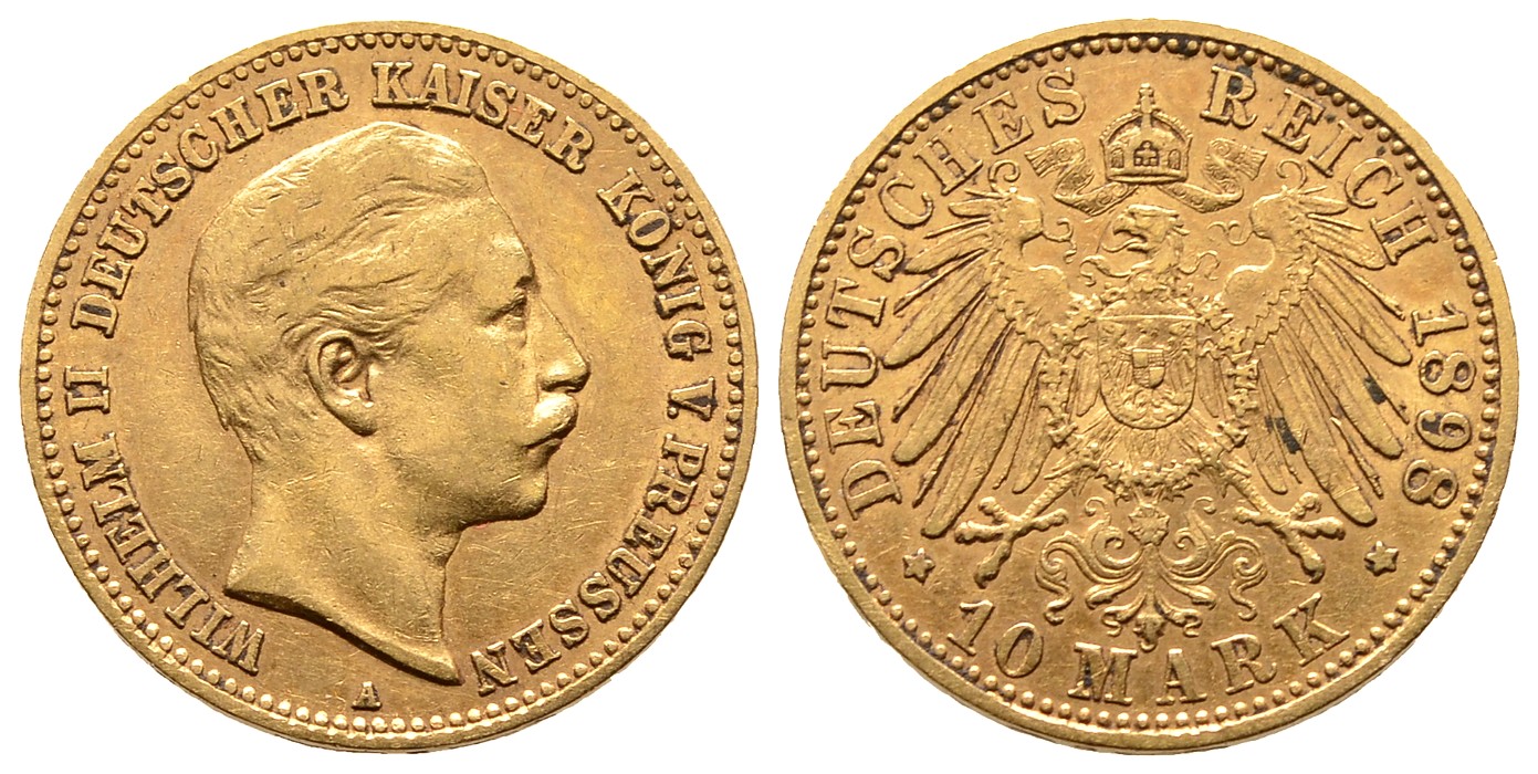 PEUS 8025 Kaiserreich - Preußen 3,58 g Feingold. Wilhelm II. (1888 - 1918) 10 Mark GOLD 1898 A Sehr schön