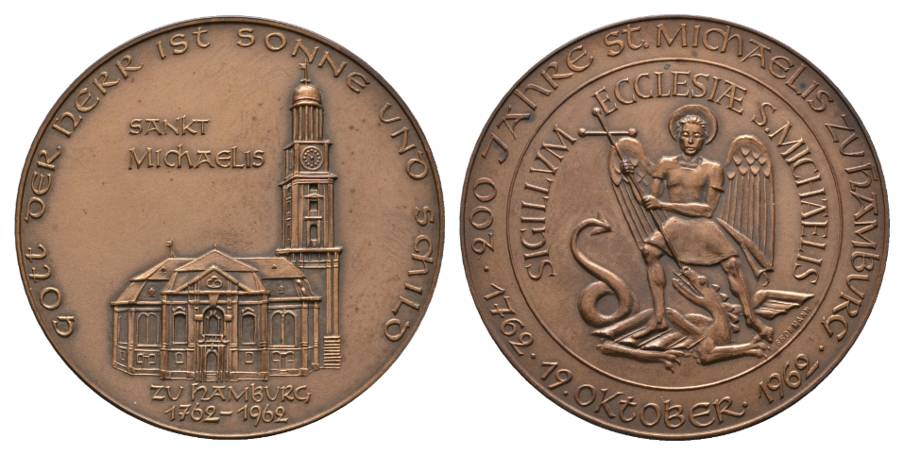  Hamburg, Bronzemedaille 1962; 36,05 g Ø 42 mm   